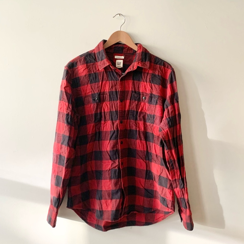 New GAP Red and Black Checkered Men's Shirt